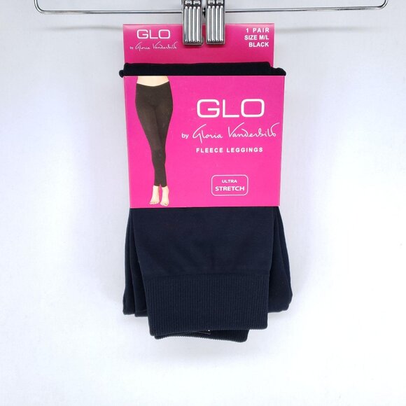 Glo Fleece Leggings Size M/L (10-12) Black Ultra Stretch By Gloria Vanderbilt - Picture 1 of 6